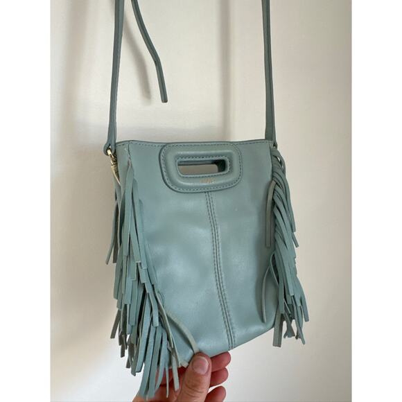 Maje Fringe Leather Mini Crossbody Bag - Slate Blue - Picture 5 of 12